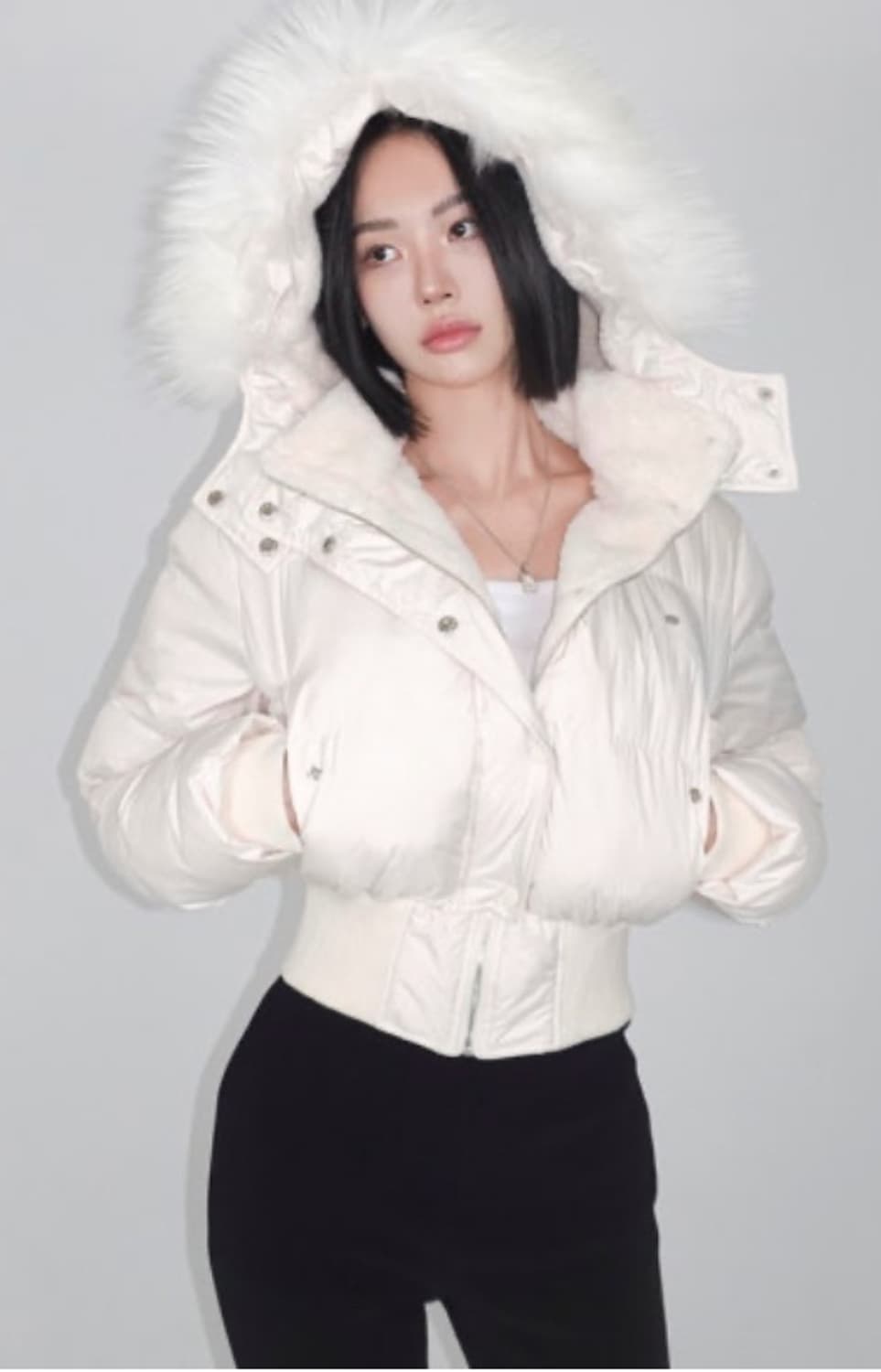 (새상품)페일제이드 소프트 후드 퍼 패딩 화이트 상품이미지1