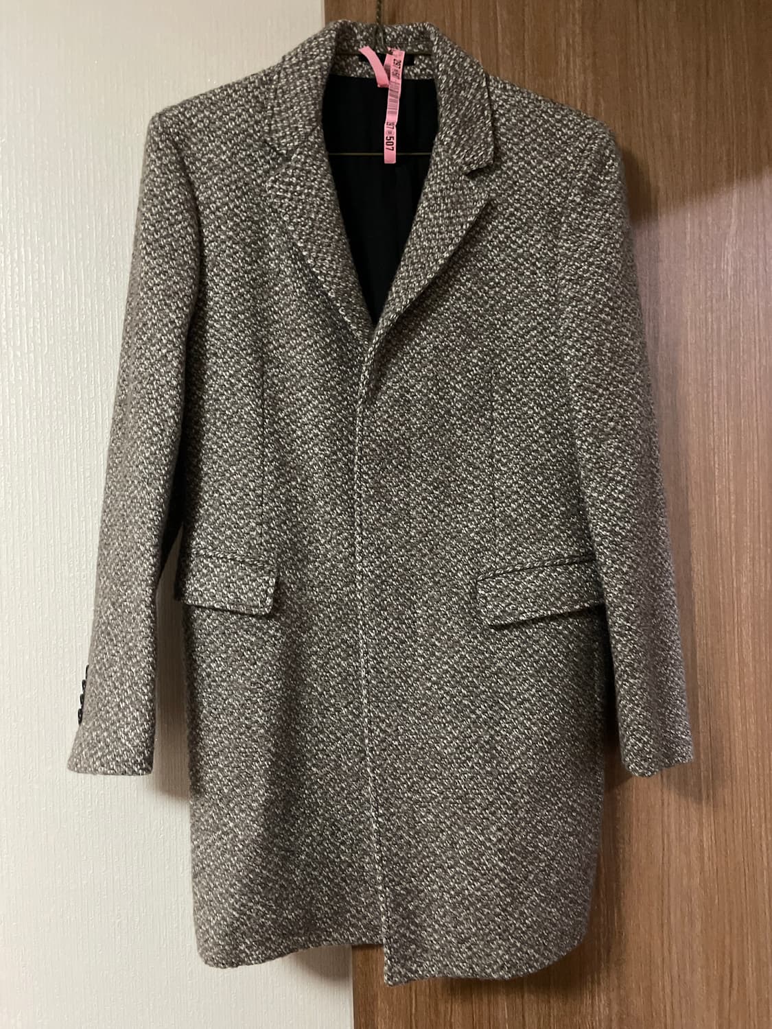 TIME HOMME 타임옴므 양모 모헤어 트위드 스타일 싱글 코트 상품이미지1