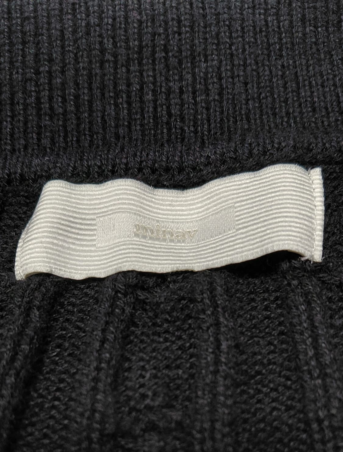 [XXL] 미나브(minav) 케이블 니트 카라 반팔 티셔츠 (블랙) 상품이미지5