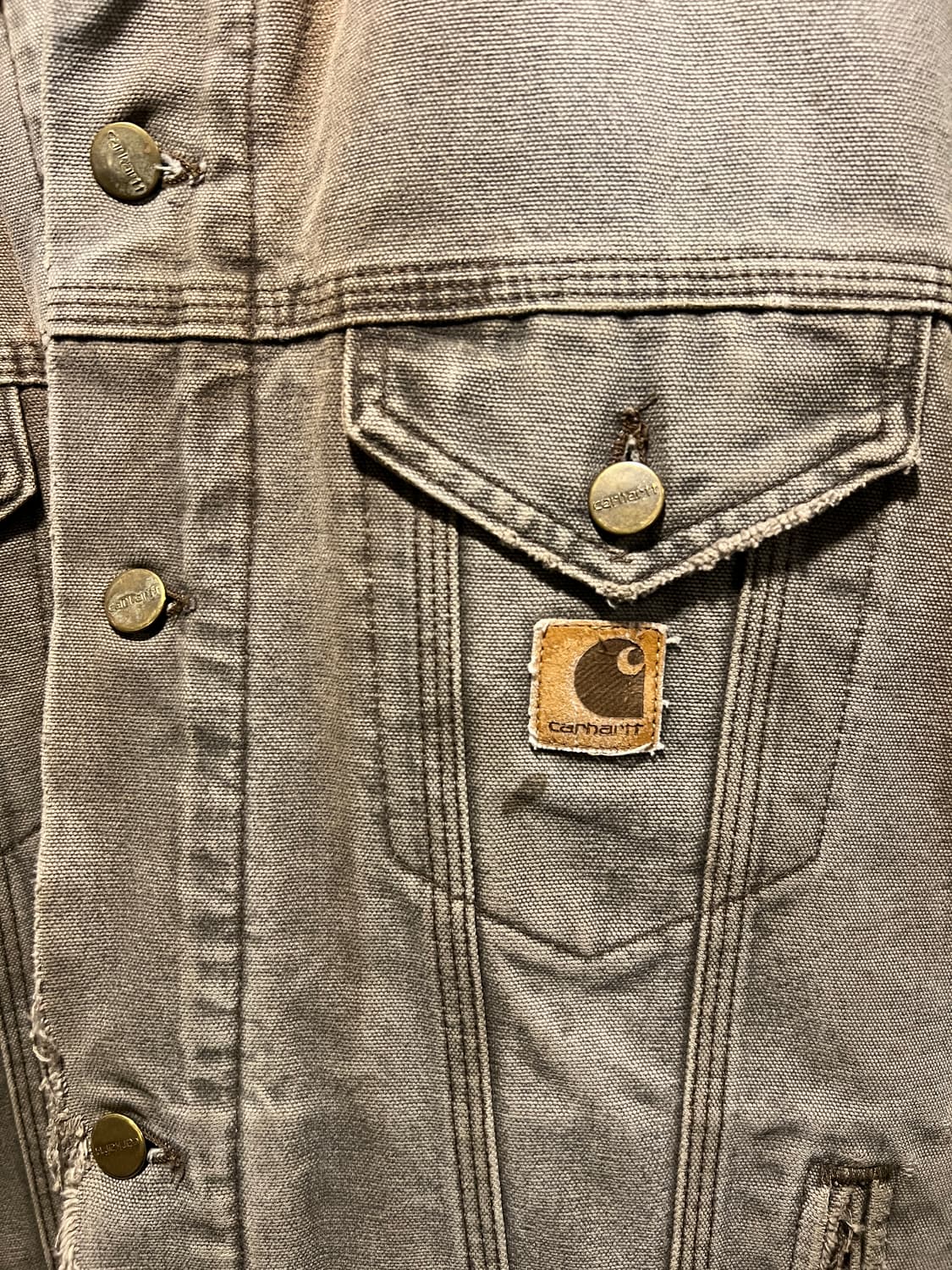 [L]90's 칼하트 USA Made 데미지드 캔버스 트러커 워크 자켓 상품이미지3