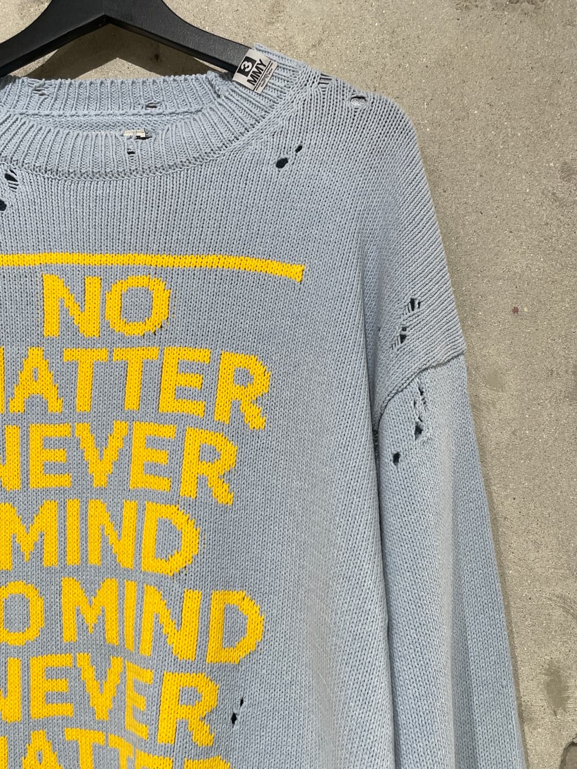 미하라 야스히로 스카이 블루 메세지 자카드 스웨터 상품이미지3