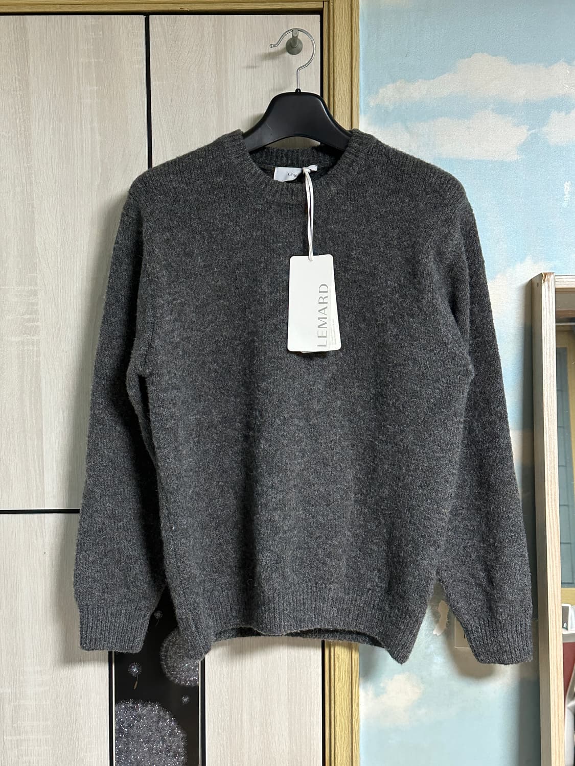 (새상품/2) 르마드 울 오버핏 라운드 니트 차콜 상품이미지2