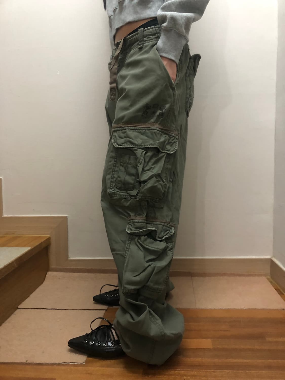 빈티지 카키 카고 팬츠 상품이미지8