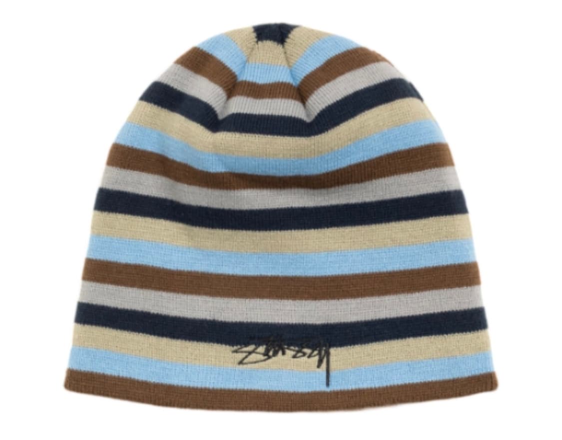 스투시 스컬캡 스무스 스탁 스트라이프 블루 비니 상품이미지1