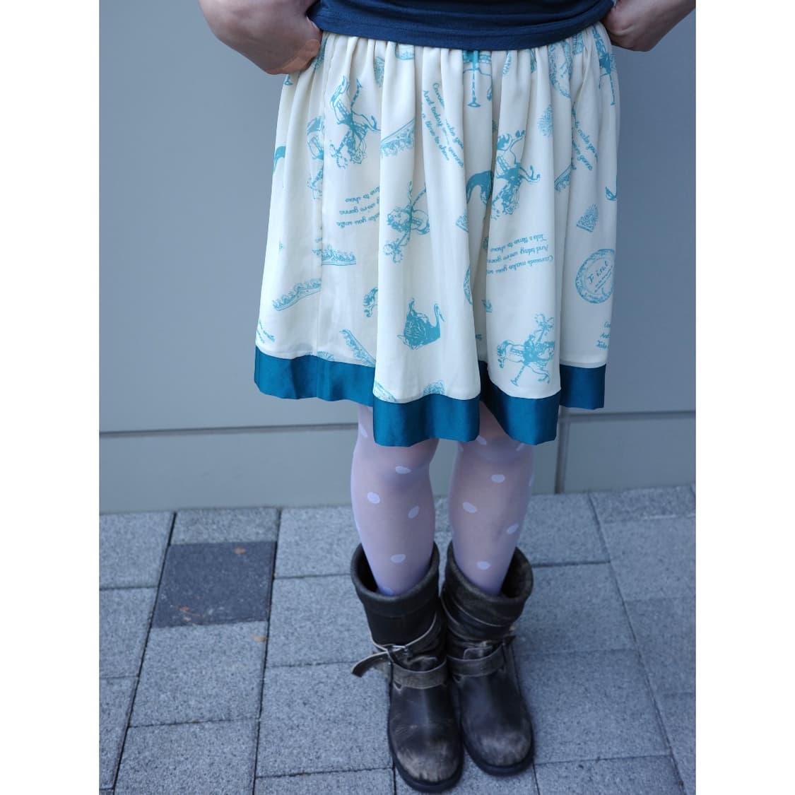 빈티지 민트 미디 스커트 상품이미지2