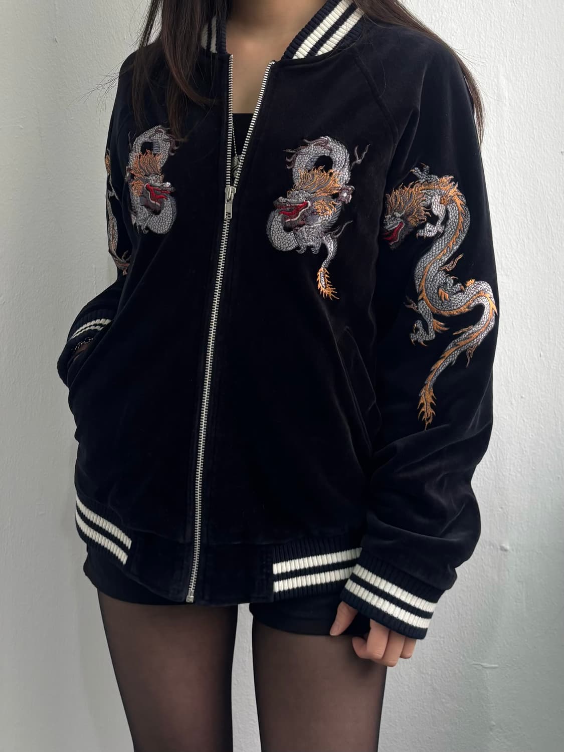 Hundredclub Velvet Dragon Skull Sukajan 상품이미지2