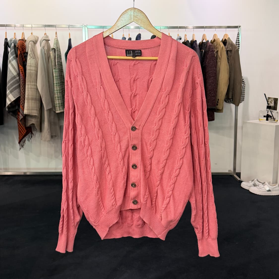 [40] 던힐 꽈배기 니트 가디건 핑크  상품이미지1