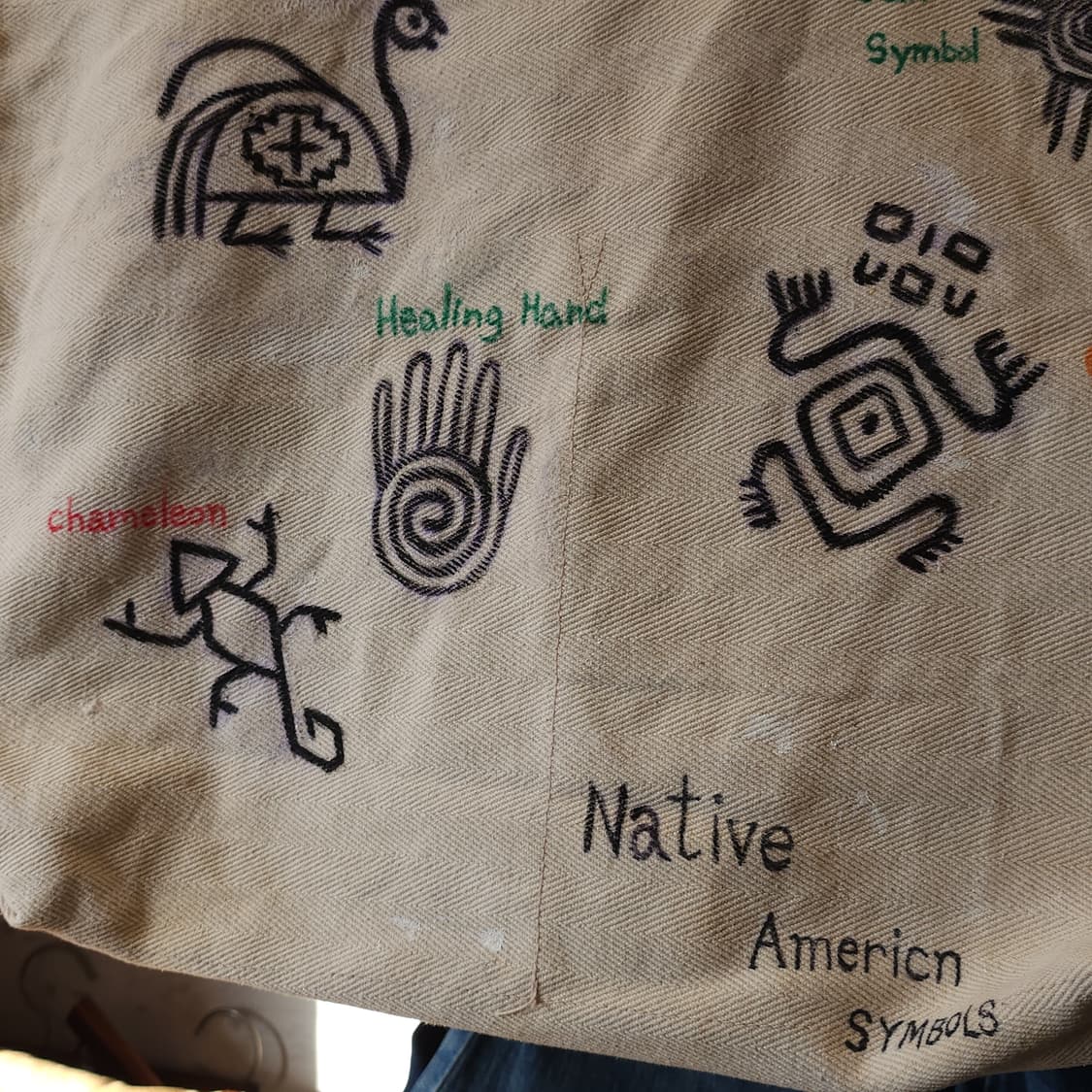 핸드 드로잉 캔버스 토트백 빈티지 더플백 리메이크 화이트 아메리칸 심볼 상품이미지6