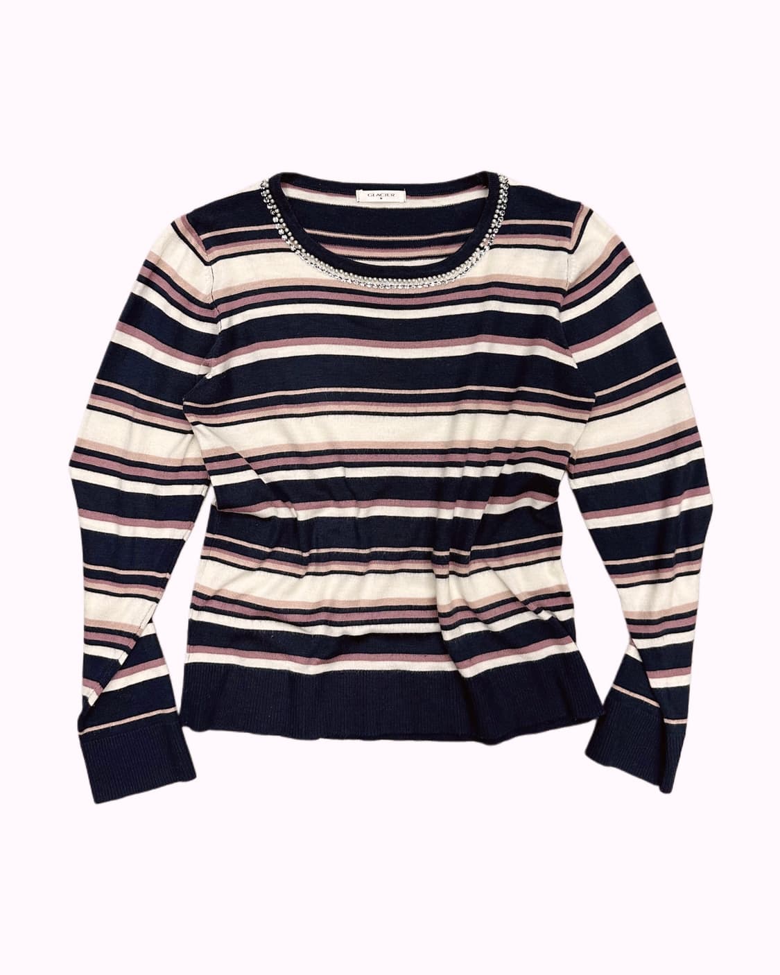 GLACIER stripe bids neck knit t 상품이미지1