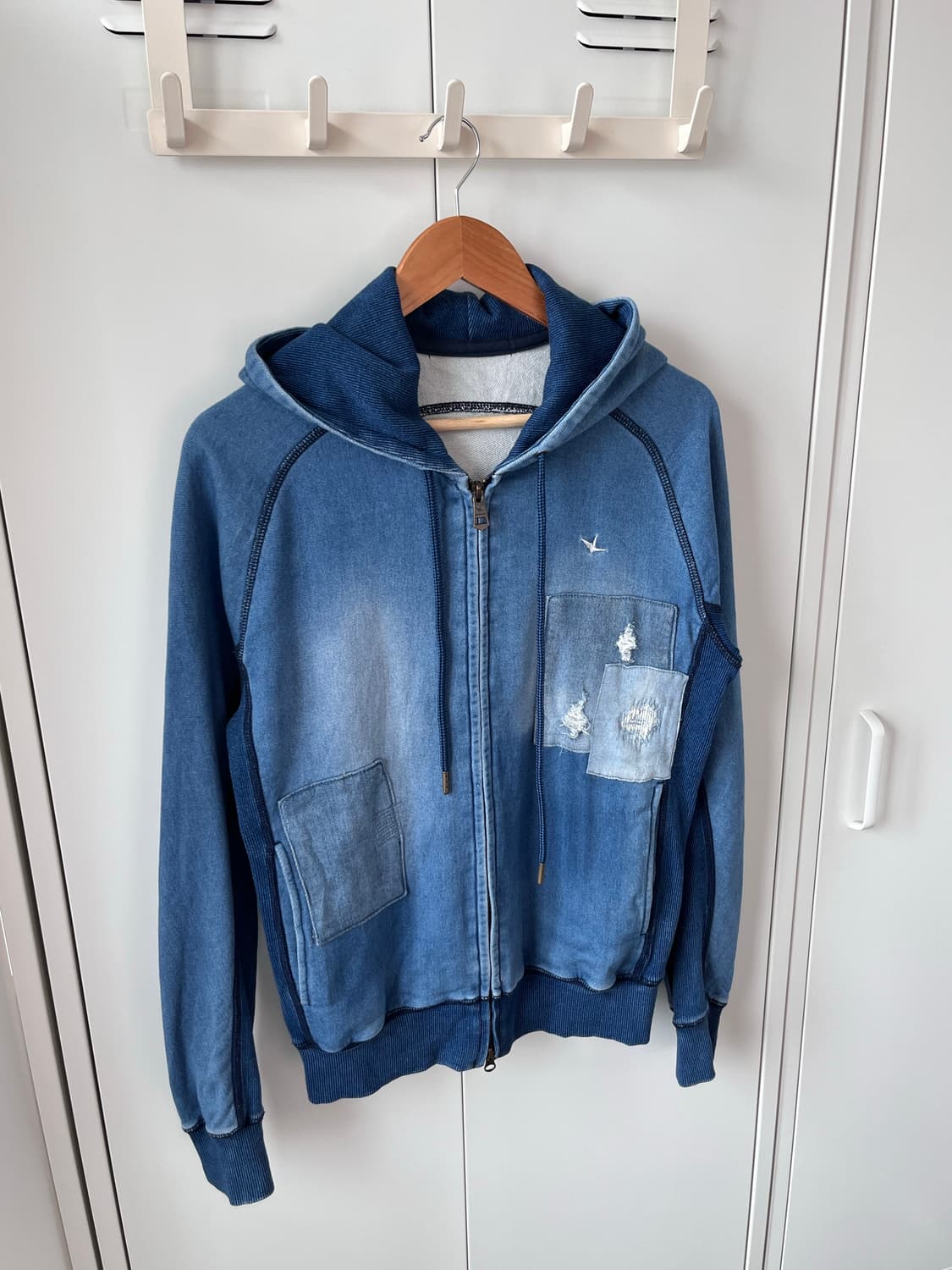 Vintage 데미지 패치 데님 후드집업  상품이미지6
