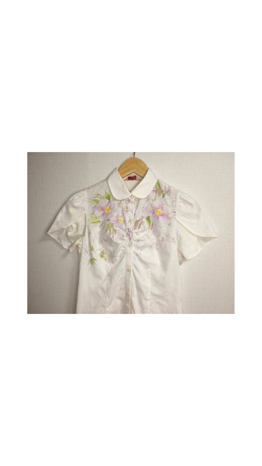 빈티지 연핑크 플라워 셔링 반팔 셔츠 상품이미지2