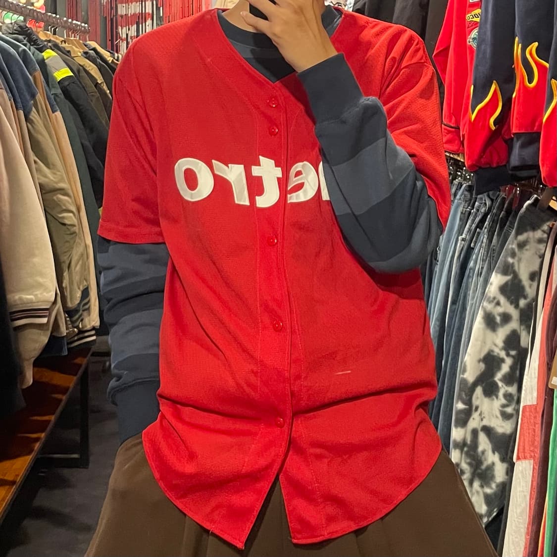 [IM] metro 레드 야구 반팔져지 상품이미지1