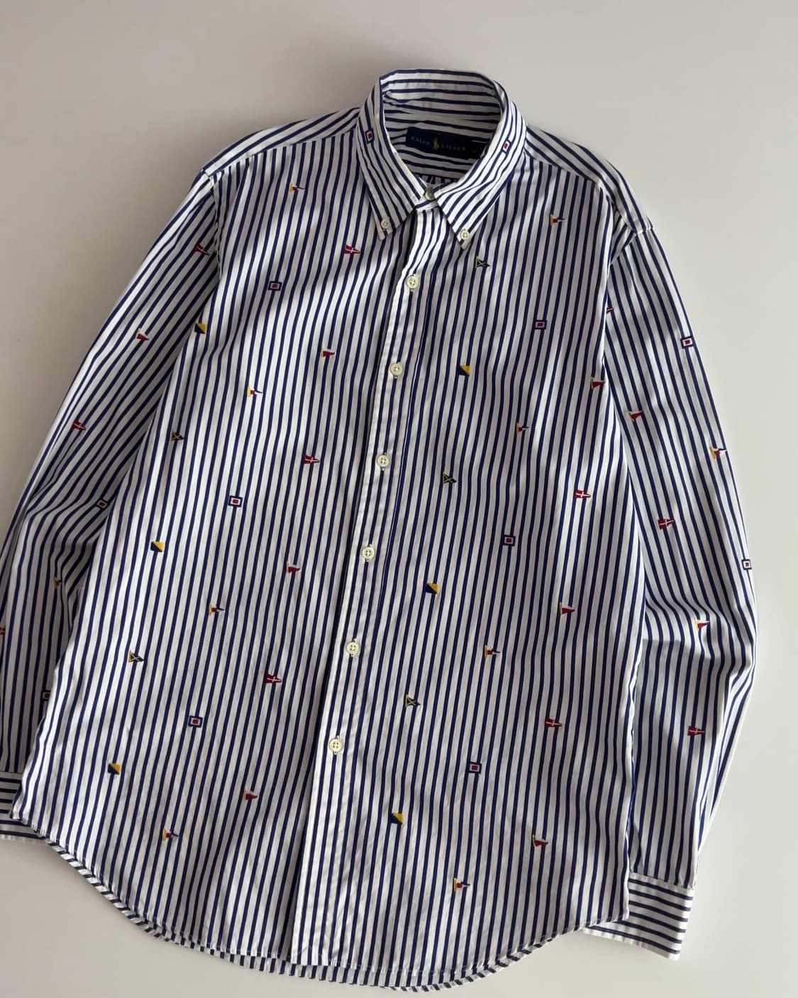 폴로 랄프로렌 플래그 자수 스트라이프 셔츠 M 상품이미지3