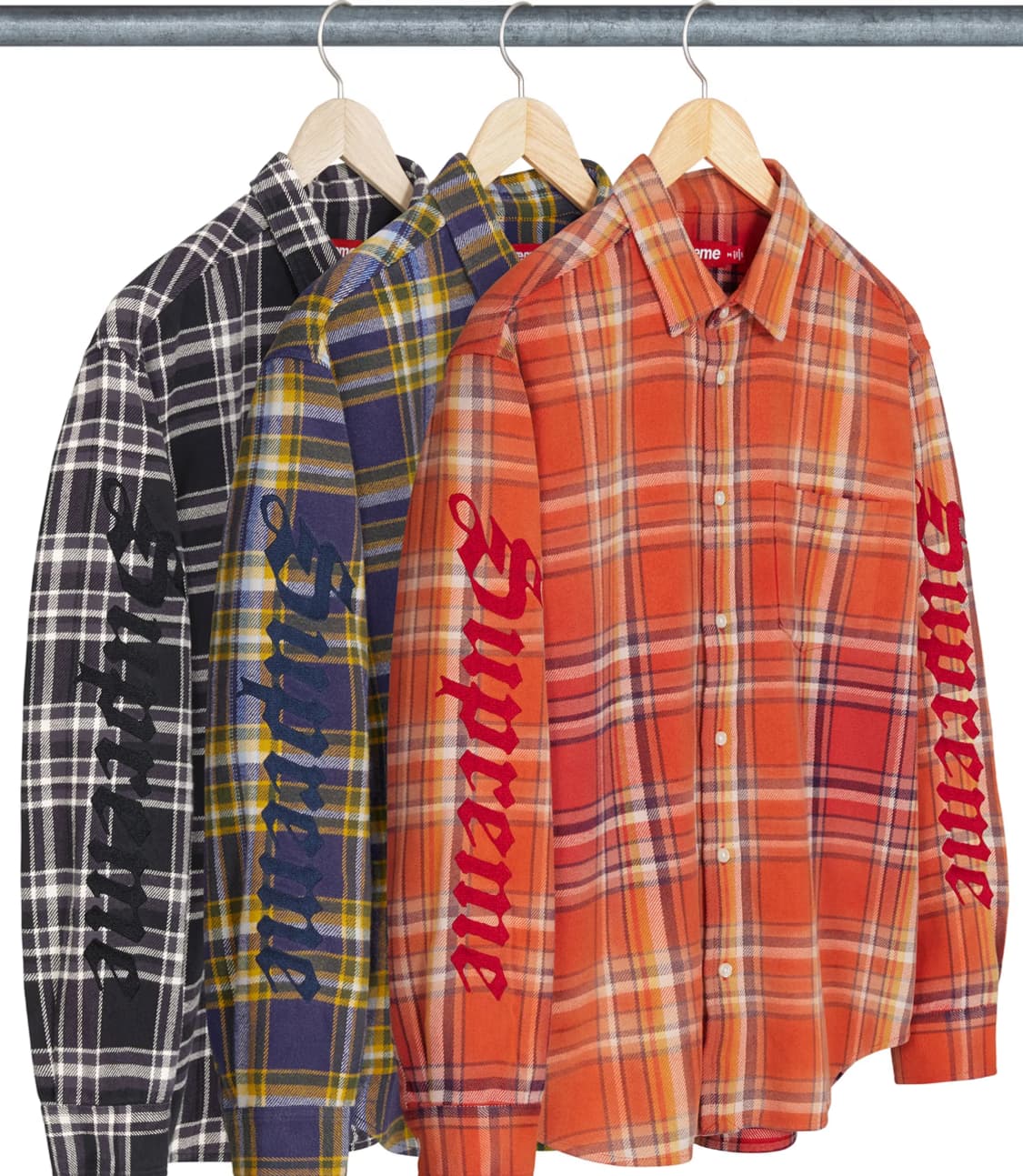 L ] 25ss 슈프림 올드 잉글리쉬 플란넬 셔츠 네이비 상품이미지5