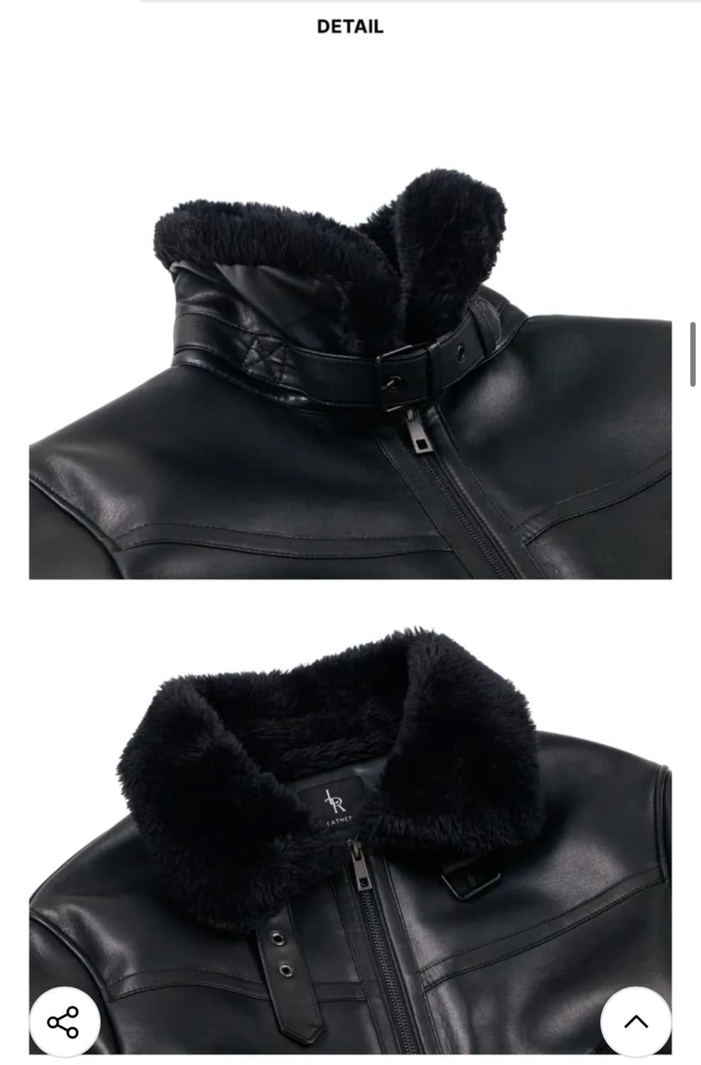 (새상품) 레더리 오블리크 오버핏 레더 무스탕 자켓 [ALL BLACK] 상품이미지8