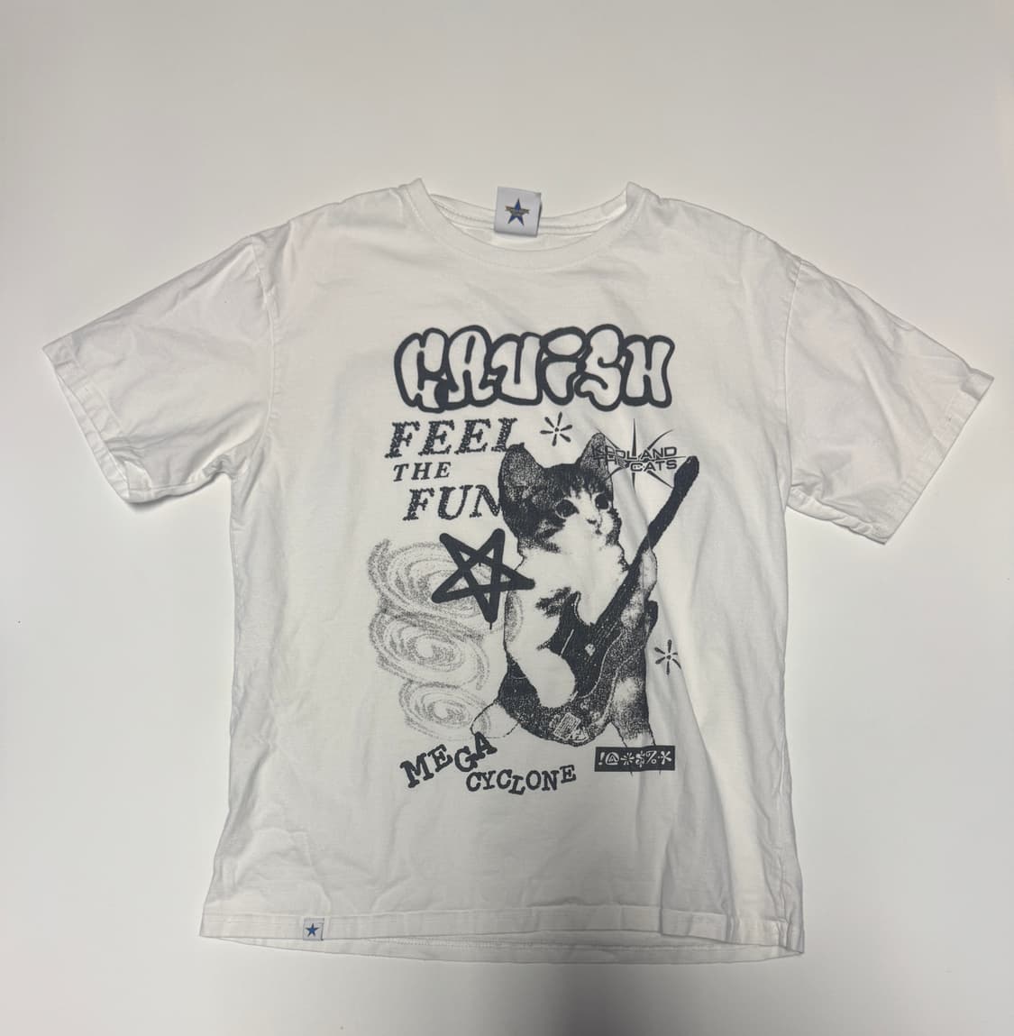 공용!! 카비시 고양이 락 기타 펑키 반팔 티셔츠 M 상품이미지1