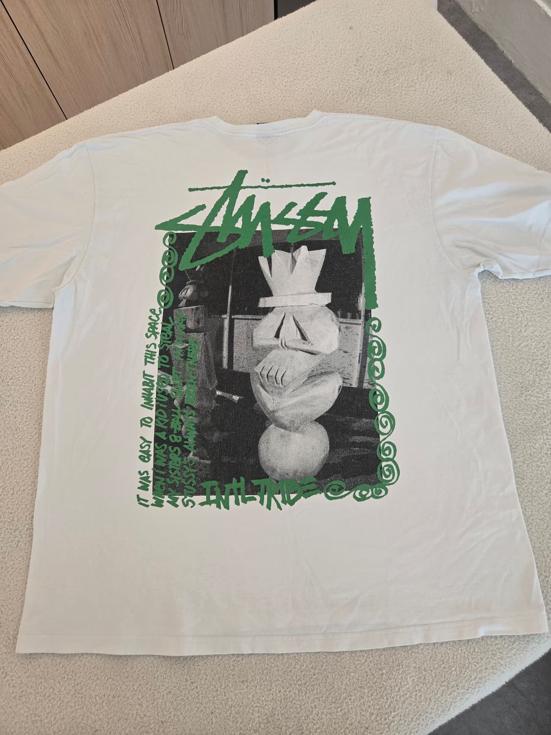 스투시 STUSSY 반팔 티셔츠 화이트 초록로고 xl 상품이미지5