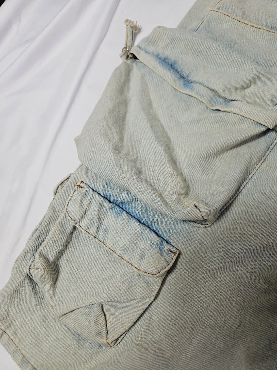 자라 ZARA 데님 유틸리티 버뮤다 쇼츠 카고포켓 숏팬츠 34 블루그린 상품이미지6