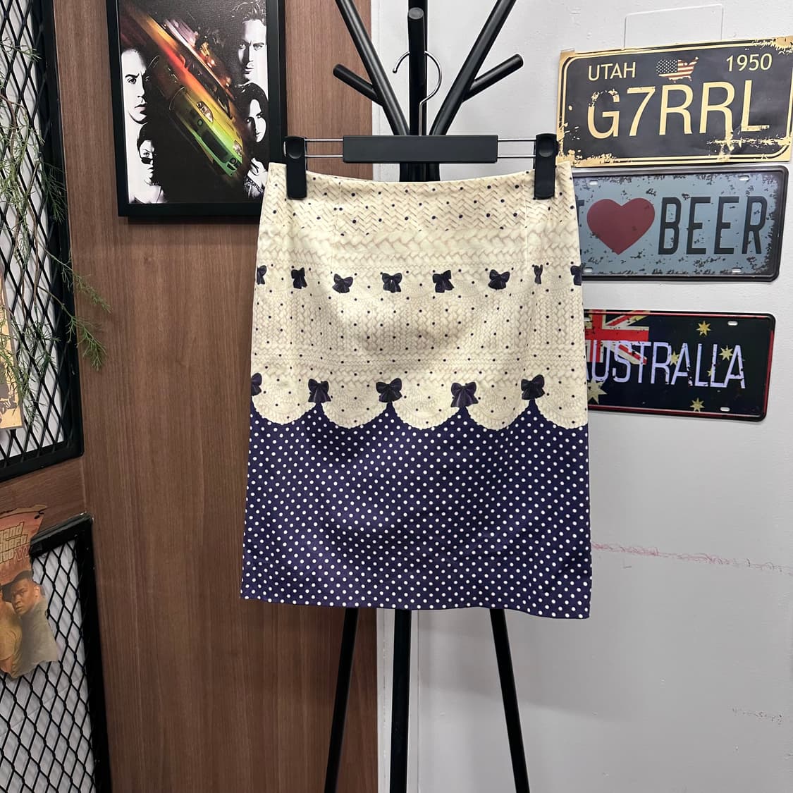 Ribbon Lace Dot Pattern Midi Skirt 상품이미지1