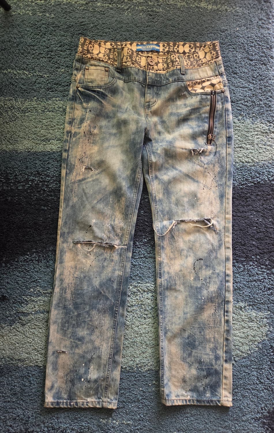 Rolli jeans 애시드워시 디스트로이드 데미지 데님 자수 빈티지  상품이미지1