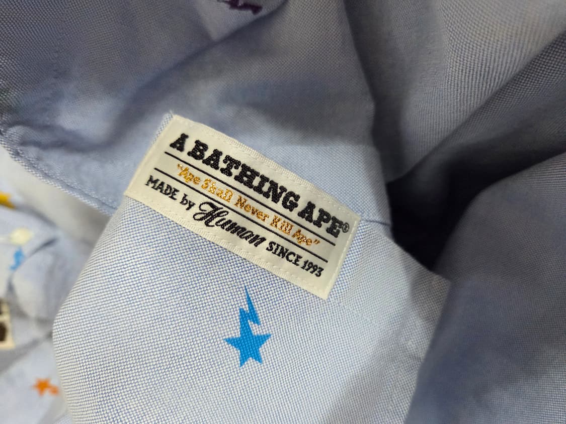 국내매장판 정품A Bathing Ape 별 패턴 반팔 셔츠 상품이미지7