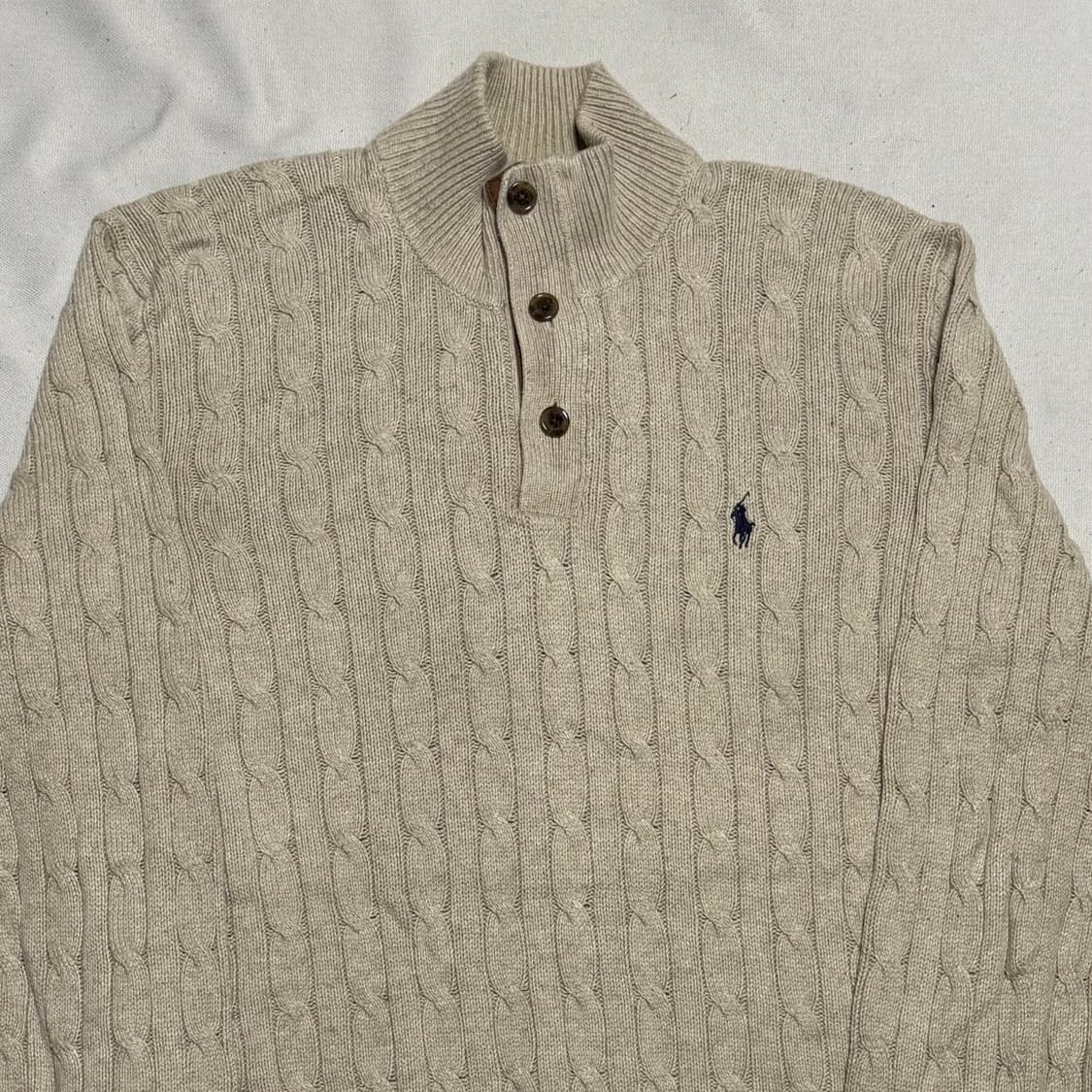 L 폴로랄프로렌 반집업 버튼 케이블 니트 상품이미지1