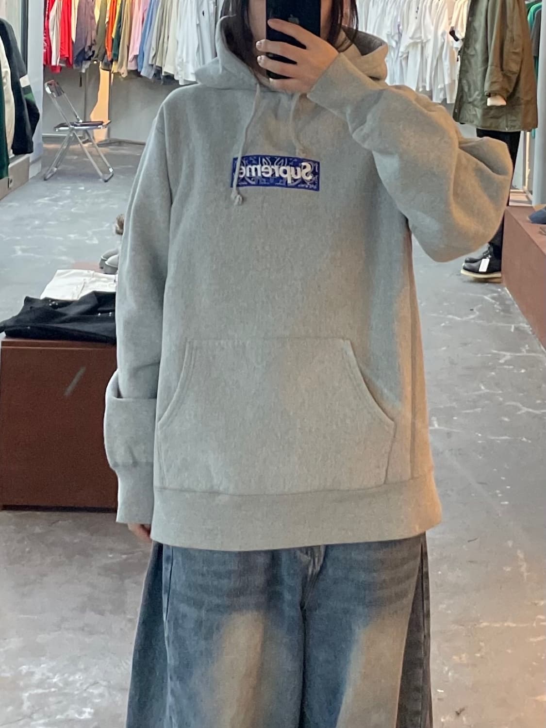 슈프림 반다나 박스로고 헤더 그레이 후드티 H1625 상품이미지1