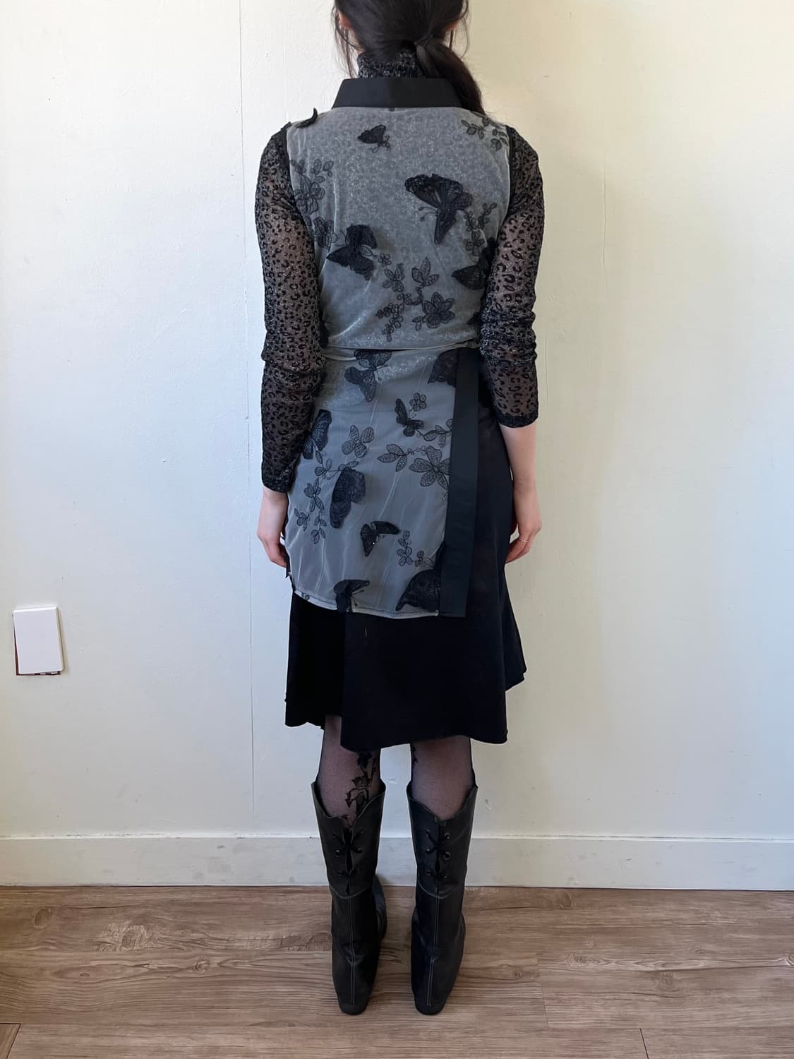 Japan vtg 버터플라이 시스루 베스트 상품이미지10