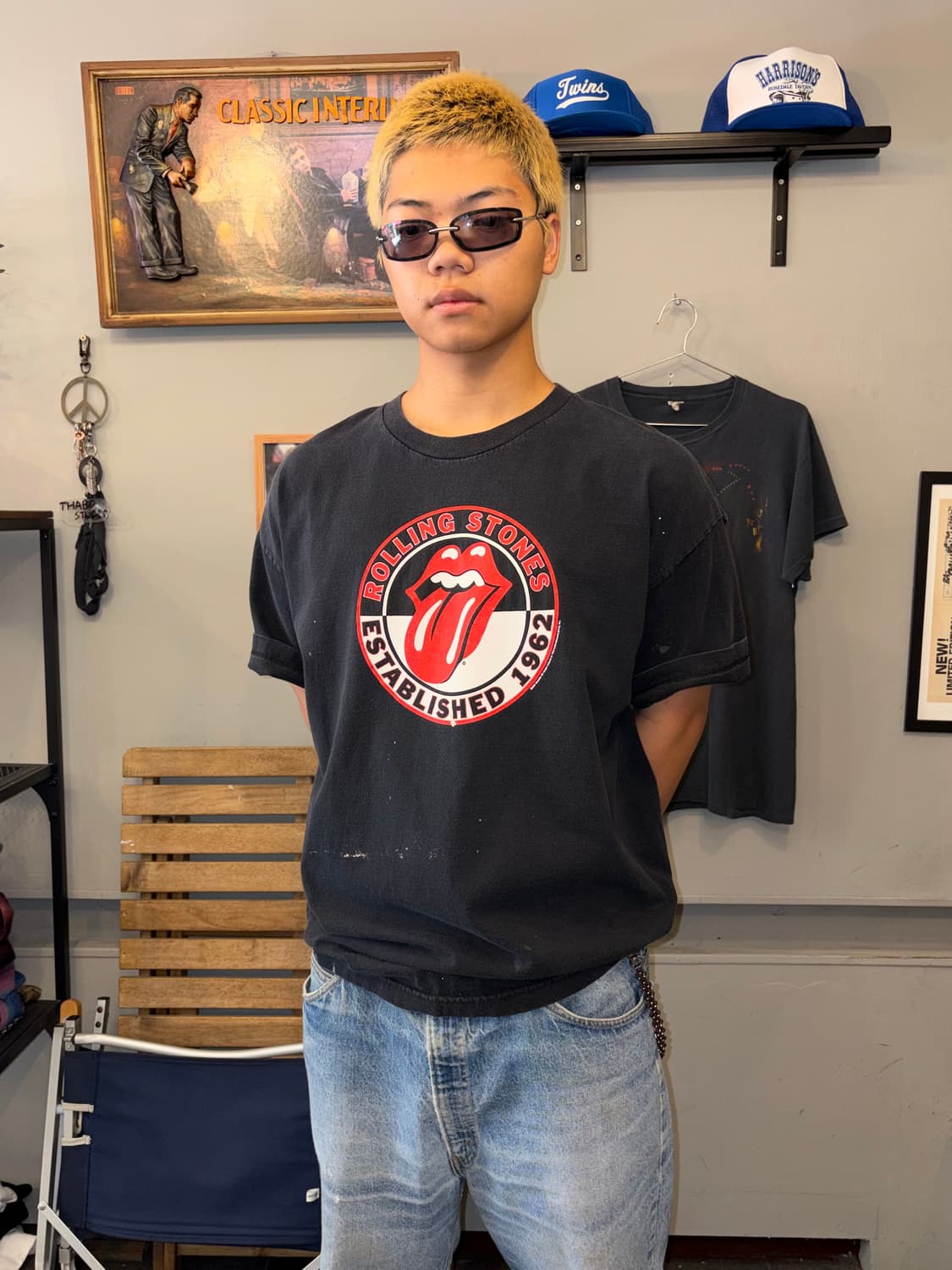 00‘s Rolling Stones tongue hard faded T 상품이미지1