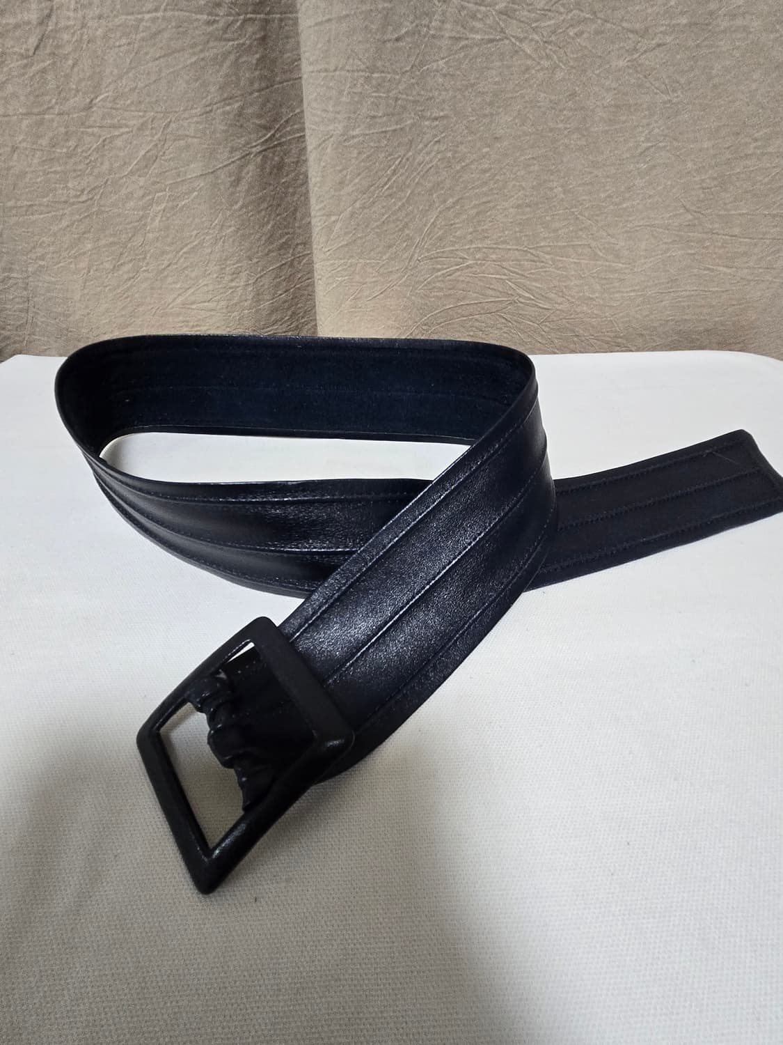 Deep navy tone real leather wide belt. 상품이미지1