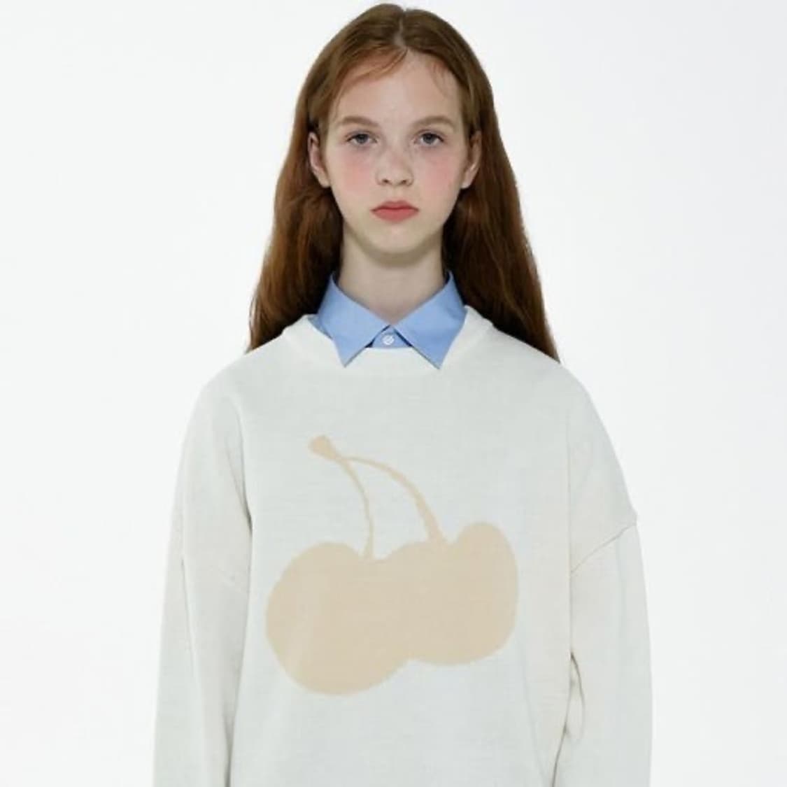 CHERRY TONE ON TONE ROUND NECK KNIT 상품이미지1