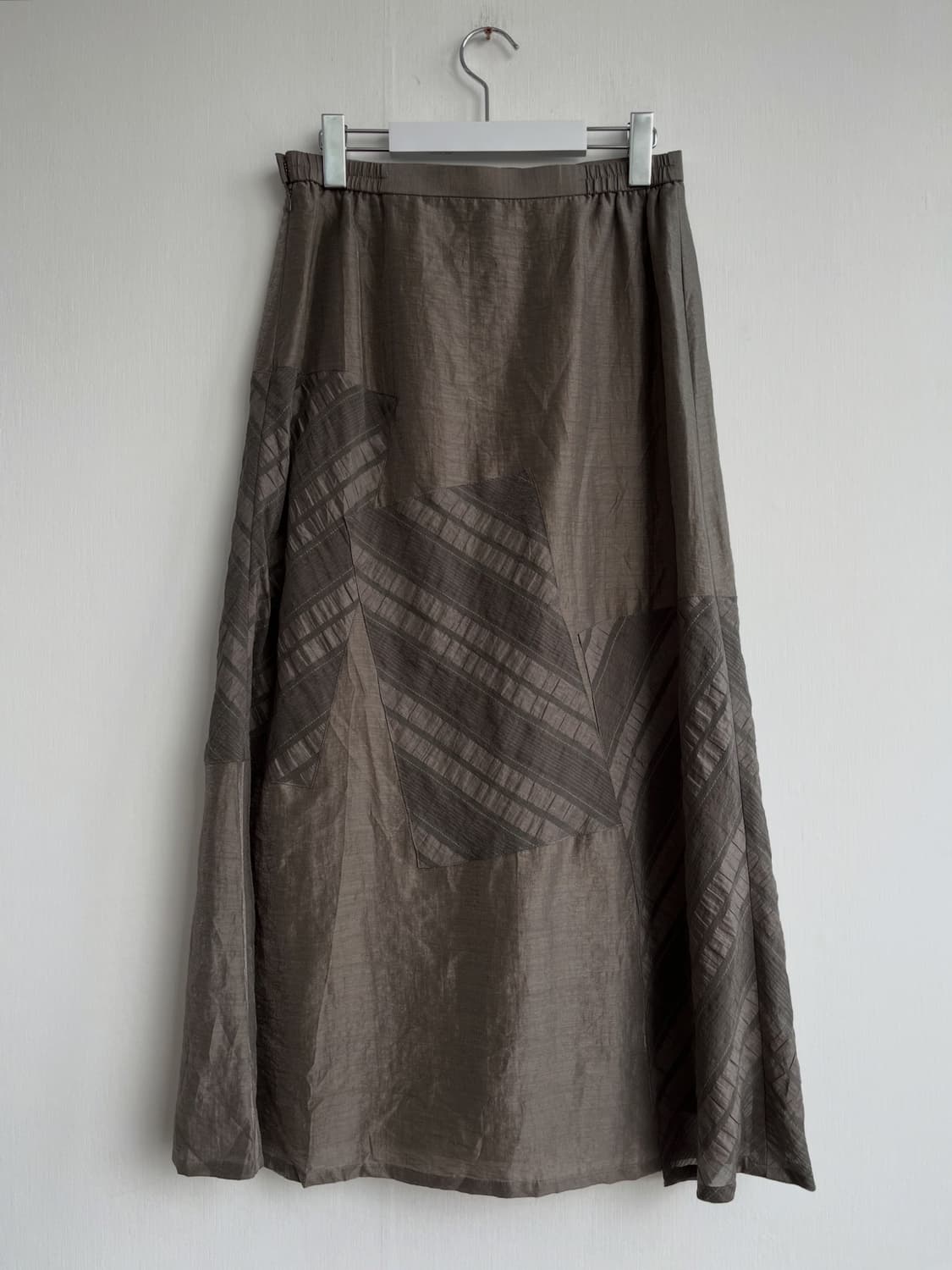 카키브라운 패턴 패치 롱 스커트 상품이미지3