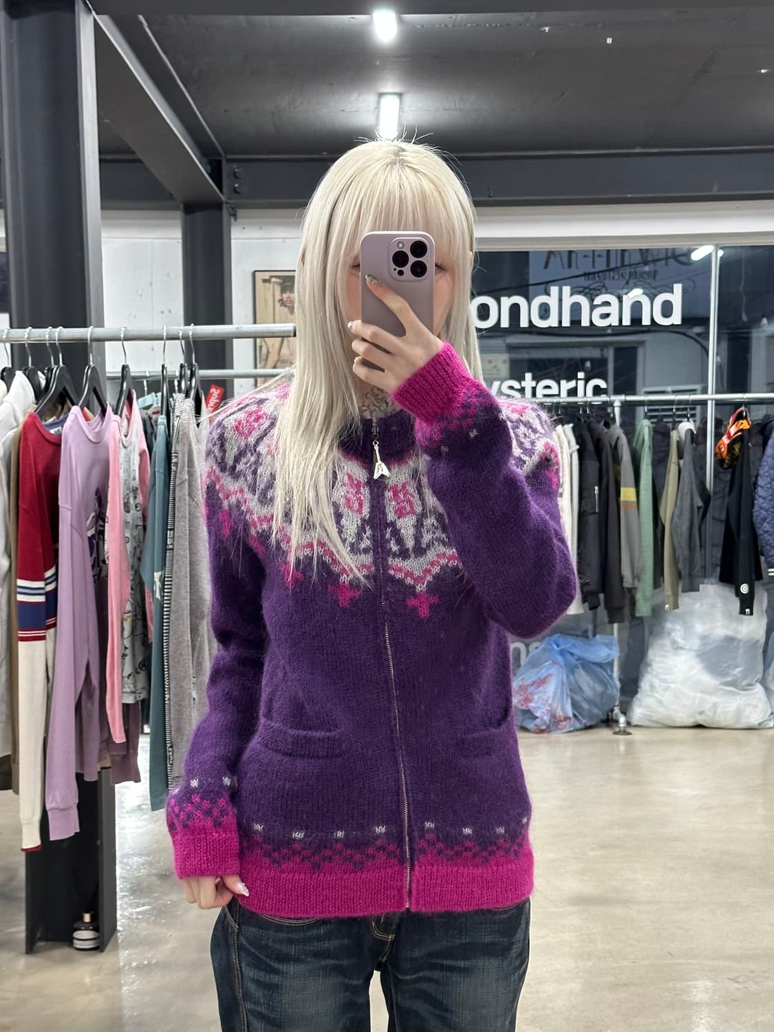 히스테릭 글래머 모헤어 니트 집업 가디건 상품이미지2