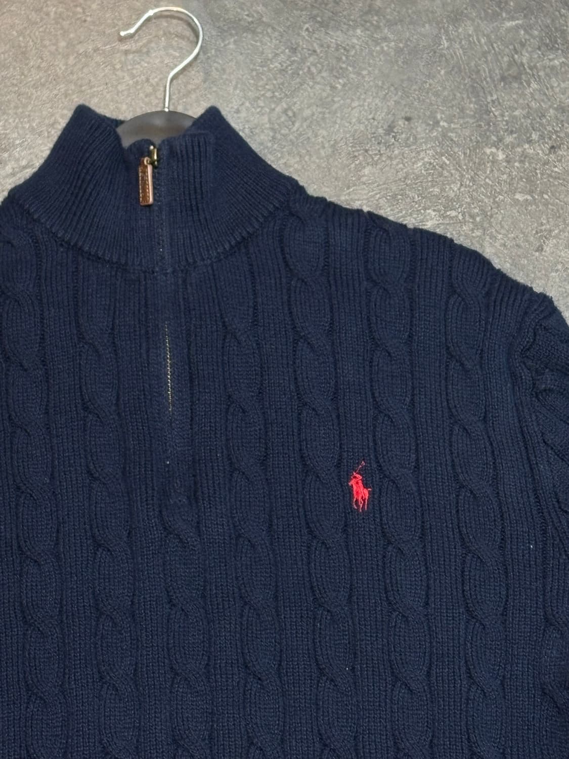 폴로 랄프로렌 하프집업 케이블 꽈배기 니트 스웨터 XL 상품이미지4