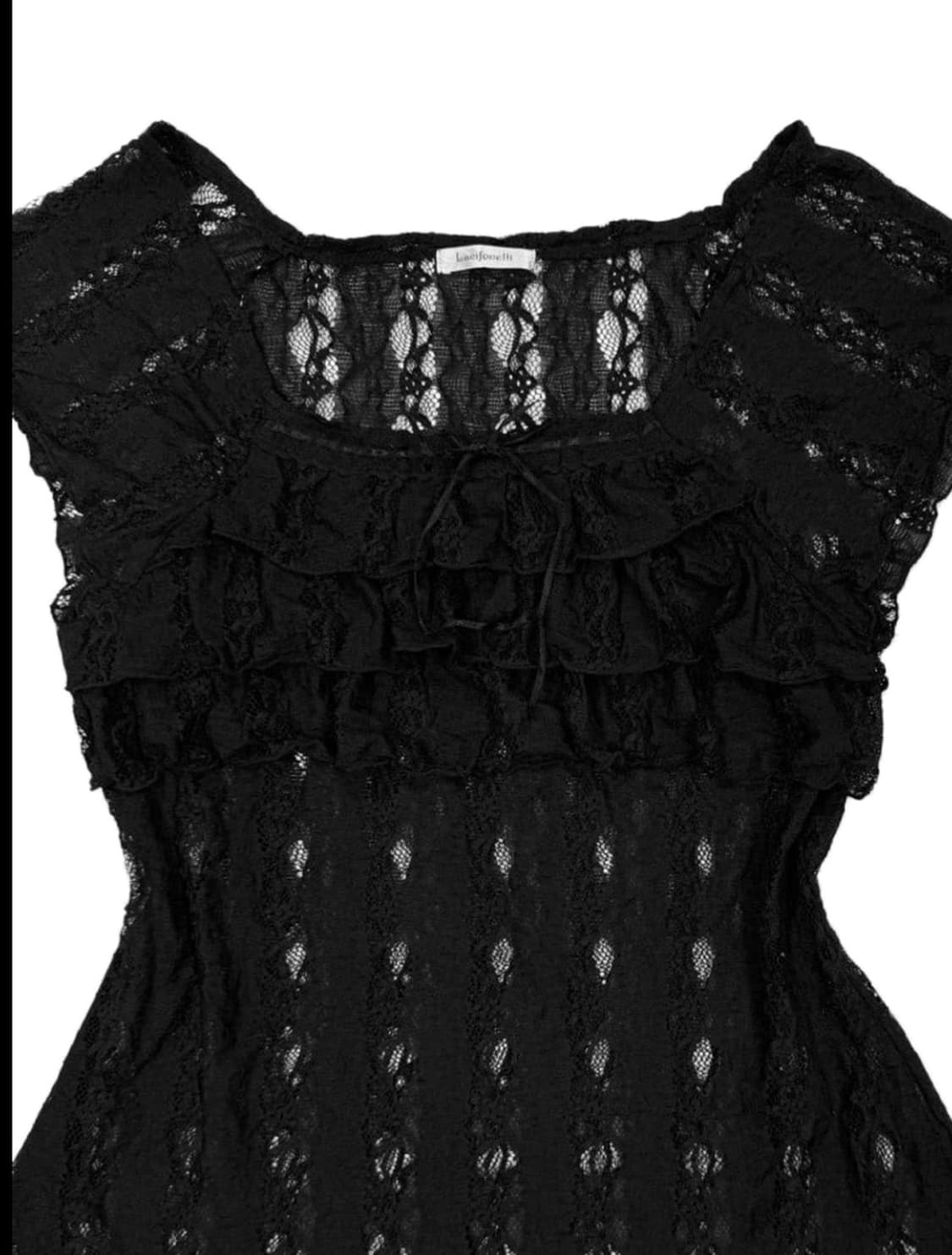 블랙 레이스 프릴 블라우스 상품이미지3