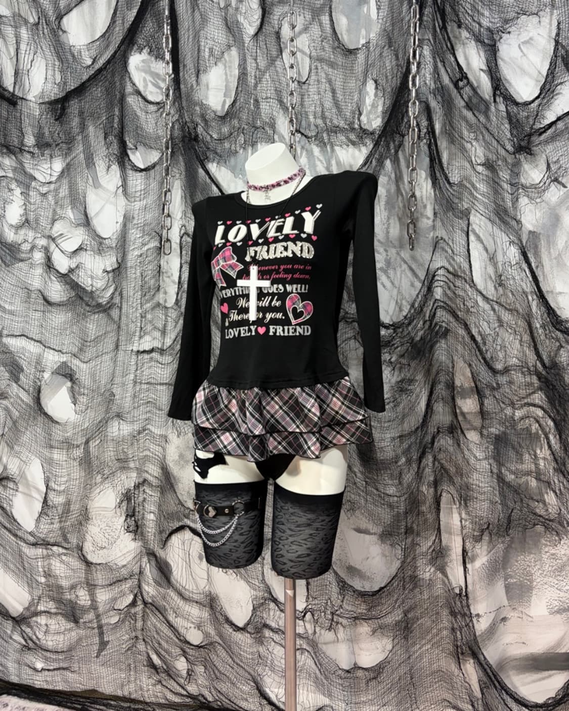 Y2k kitsch Glitter frill Layered long sl 상품이미지1