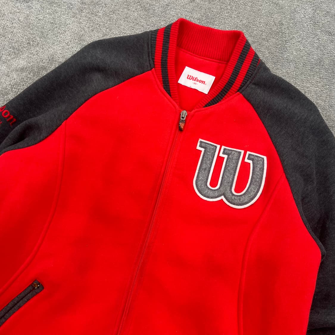95 윌슨 레드 배색 야구 점퍼 상품이미지2