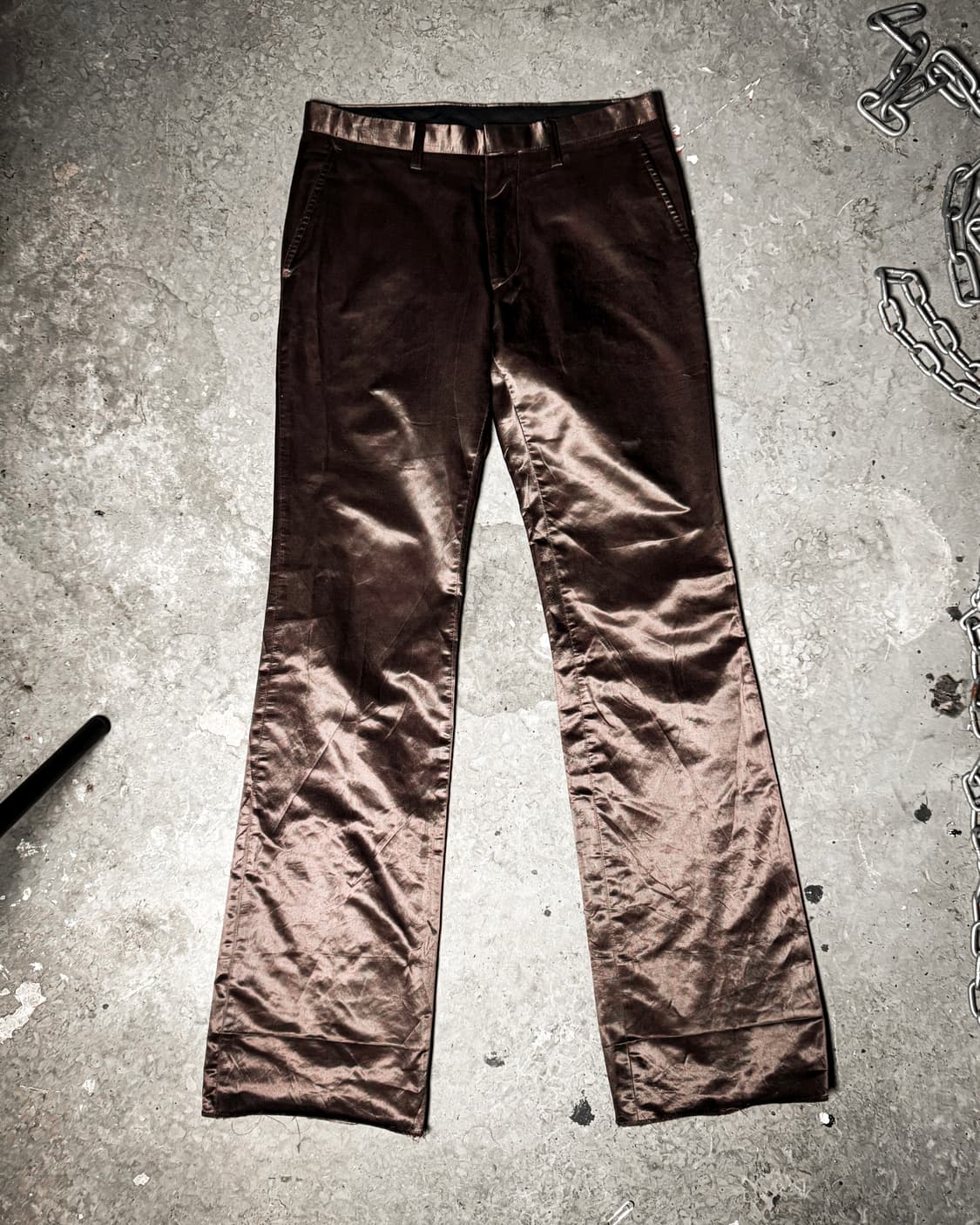 Brown satin Sammy boot-cut Pants 상품이미지2
