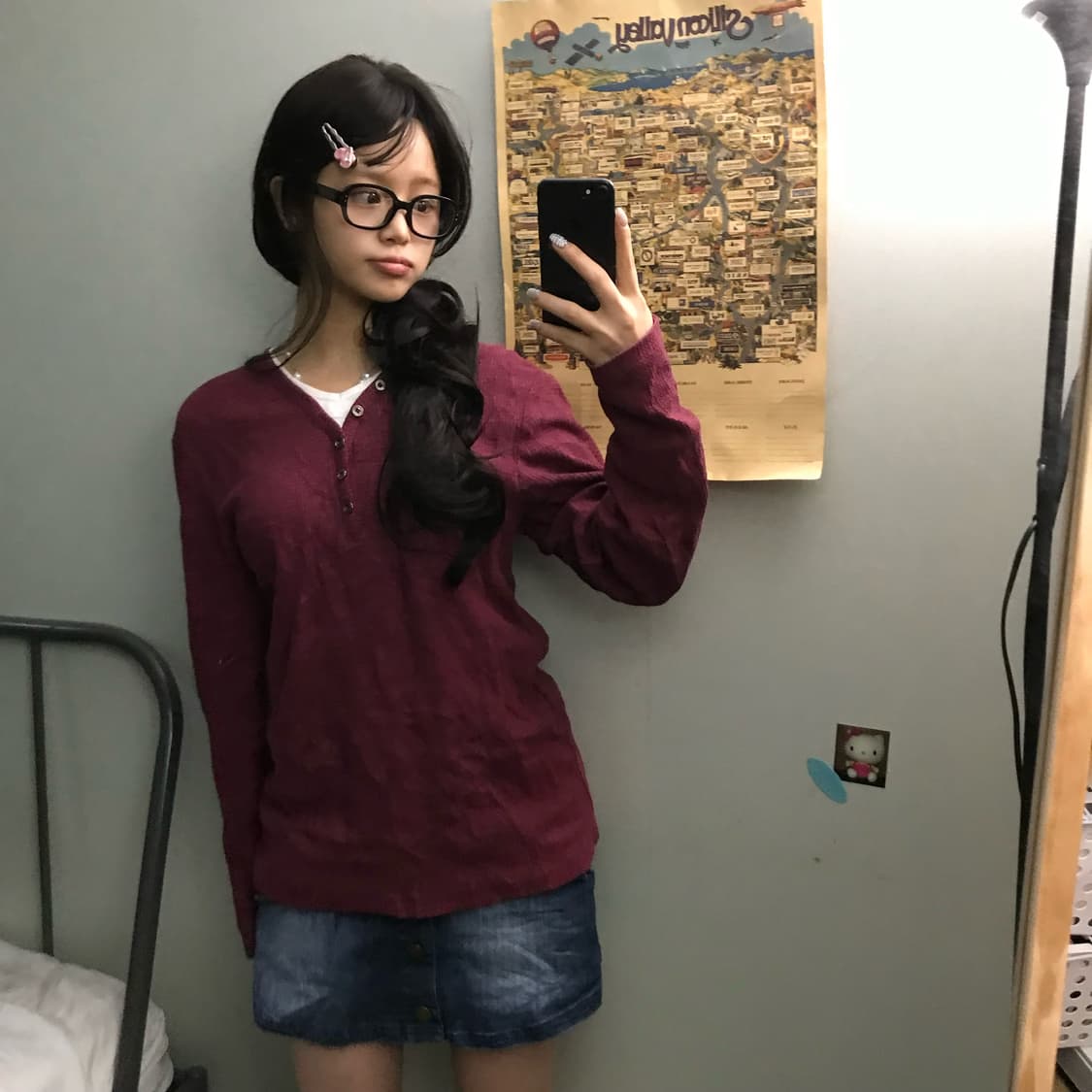 JPN Vintage 모리걸 데님 워싱 버튼 미니스커트 상품이미지3