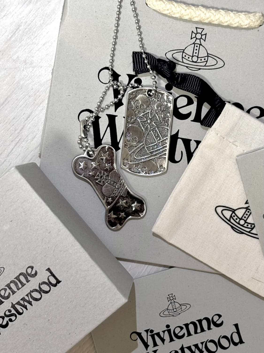 비비안웨스트우드 남녀공용 체인 뼈다귀 군번줄 목걸이 오네갸루 상품이미지2