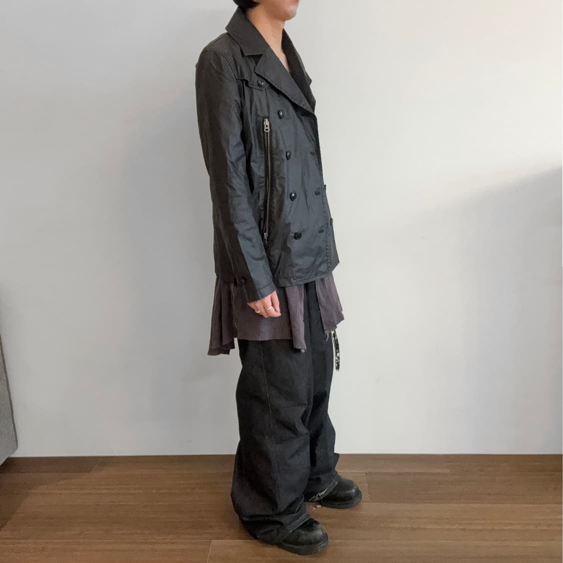 291295=HOMME Double-Zip Pea Coat 상품이미지4