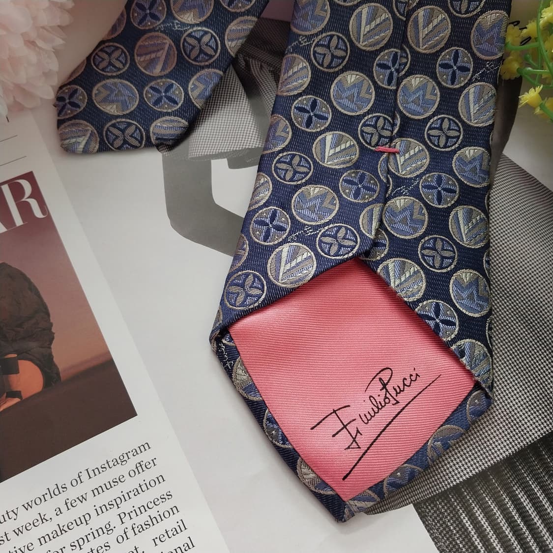 에밀리오 푸치 실크 자카드 넥타이 8.6cm S~A+등급 K1359
 상품이미지6