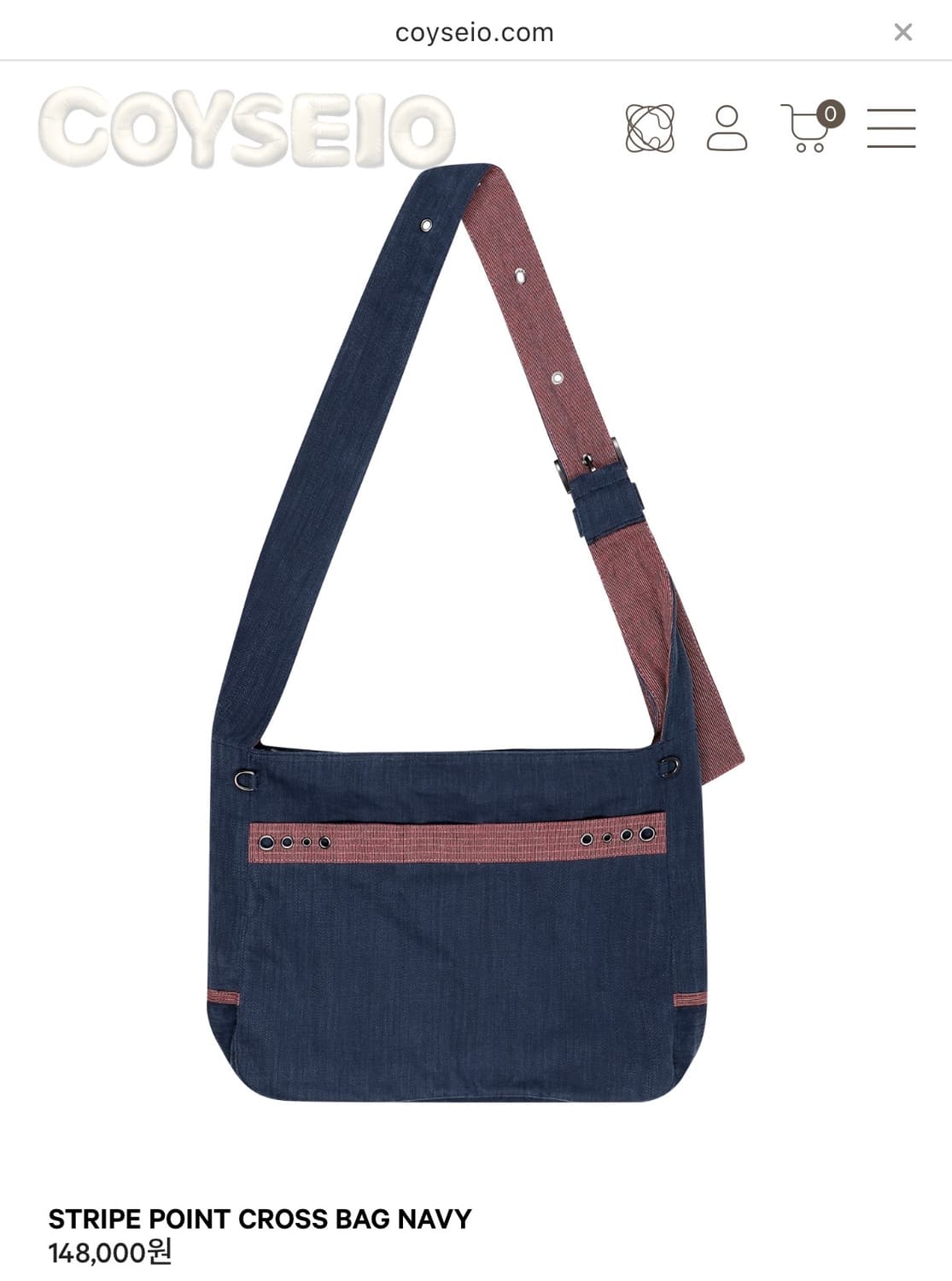 코이세이오 STRIPE POINT CROSS BAG NAVY 상품이미지1