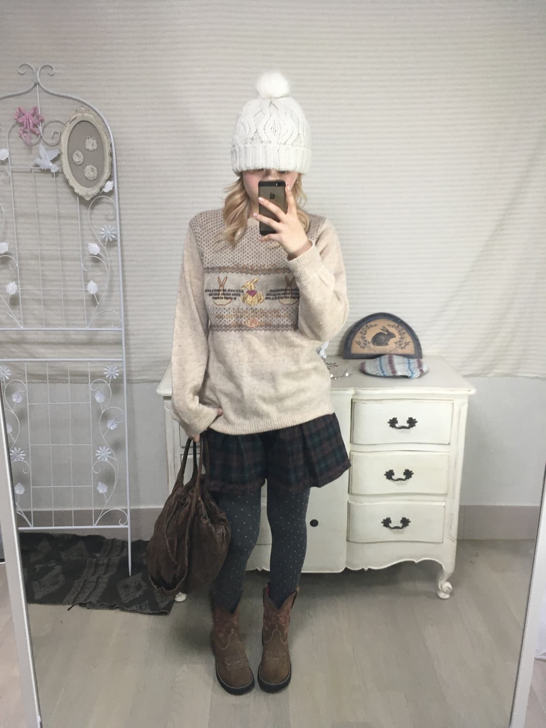 일본빈티지 토끼 자수 니트 스웨터 상품이미지4