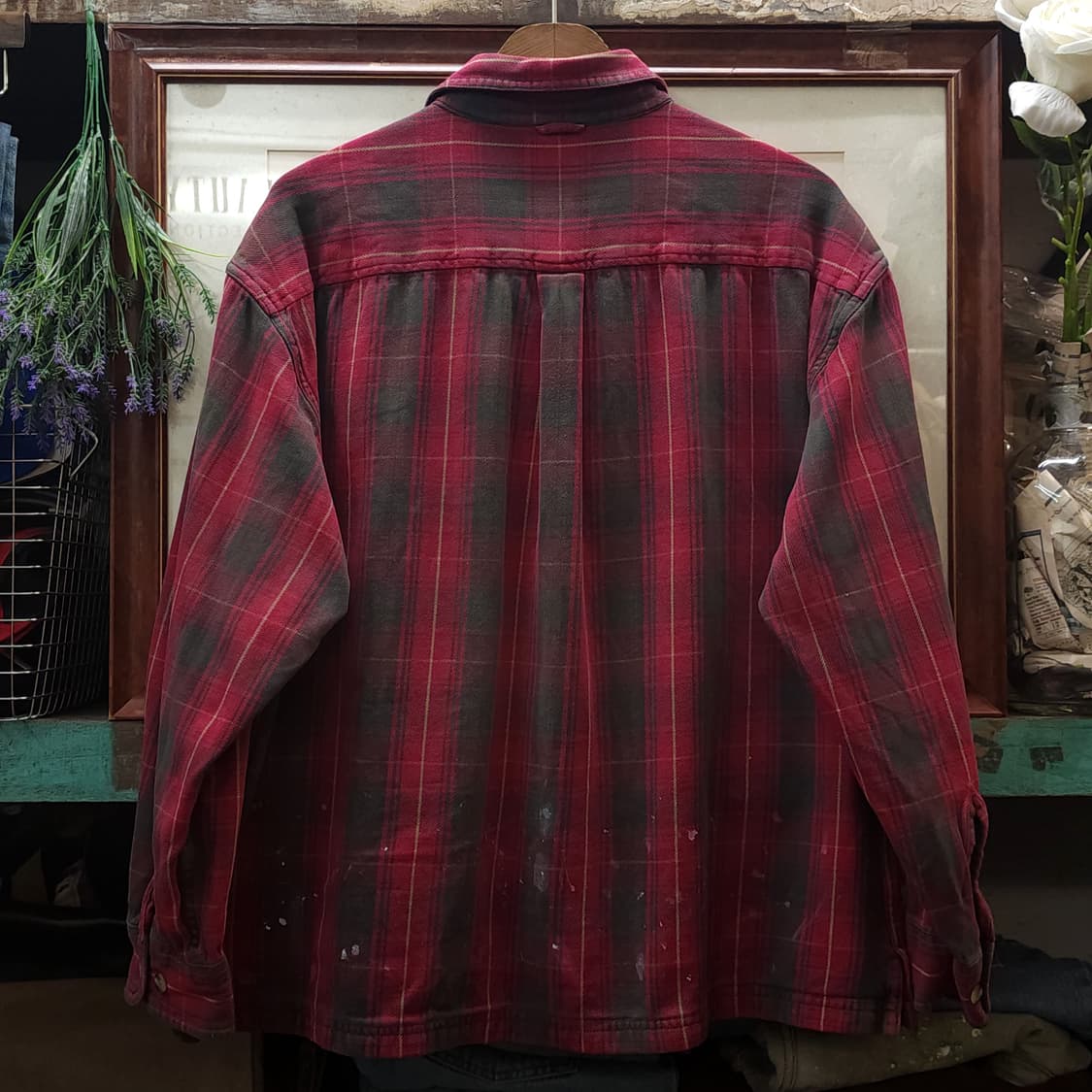 90s 팀버랜드 체크셔츠 플란넬 셔츠 헤비코튼 크롭셔츠 XL 상품이미지2