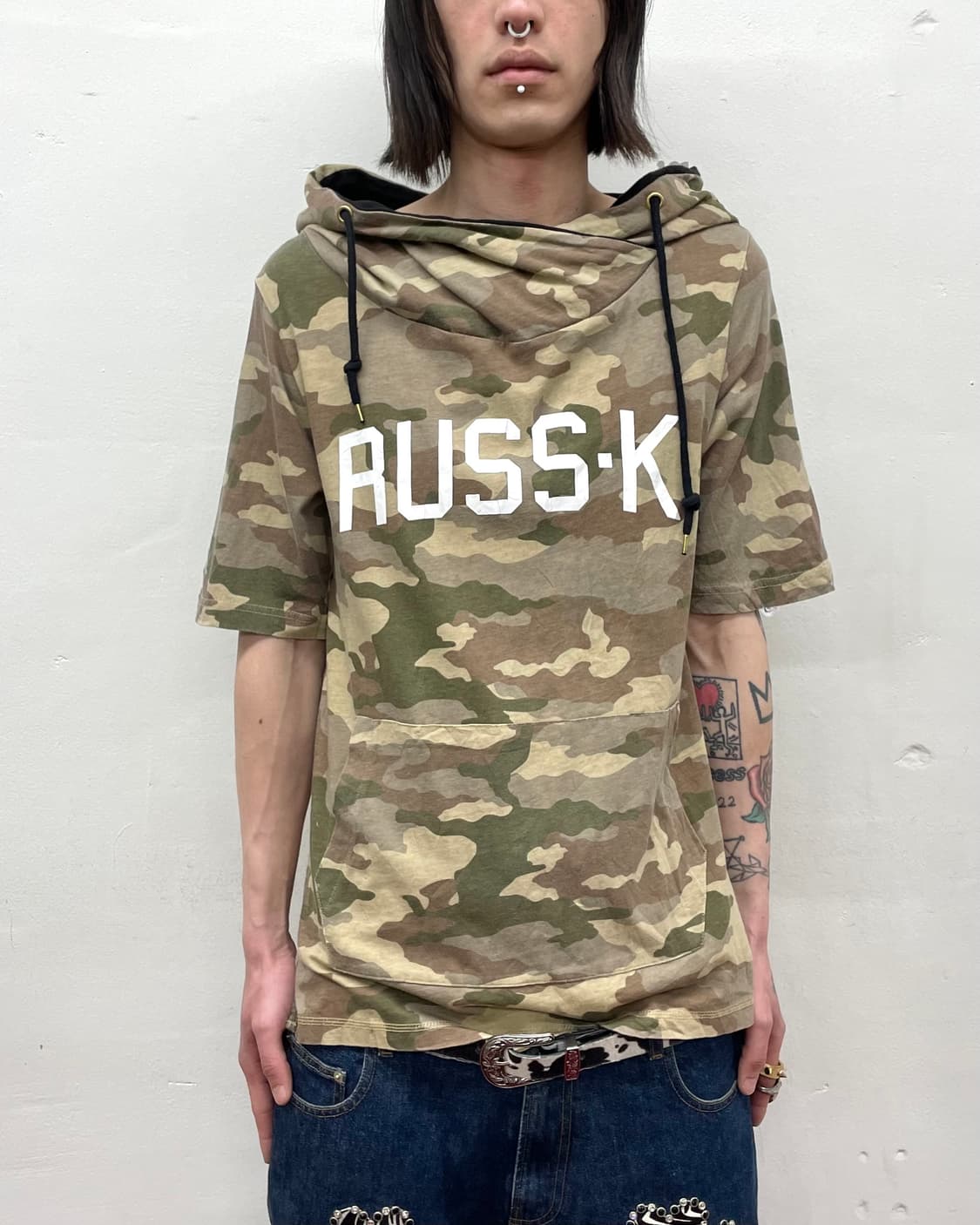 High-neck camouflage hoodie T-shirt  상품이미지1