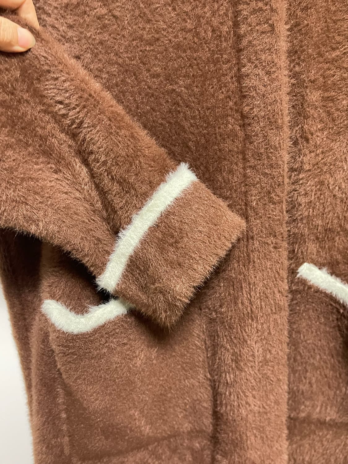 상태좋음) 나일론 퍼 여성 후드 롱 가디건 브라운 S 상품이미지6