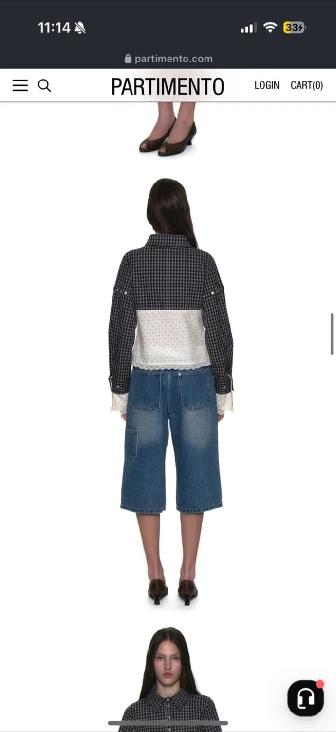 파르티멘토 체크 레이스 콤비 셔츠 네이비 S 상품이미지4