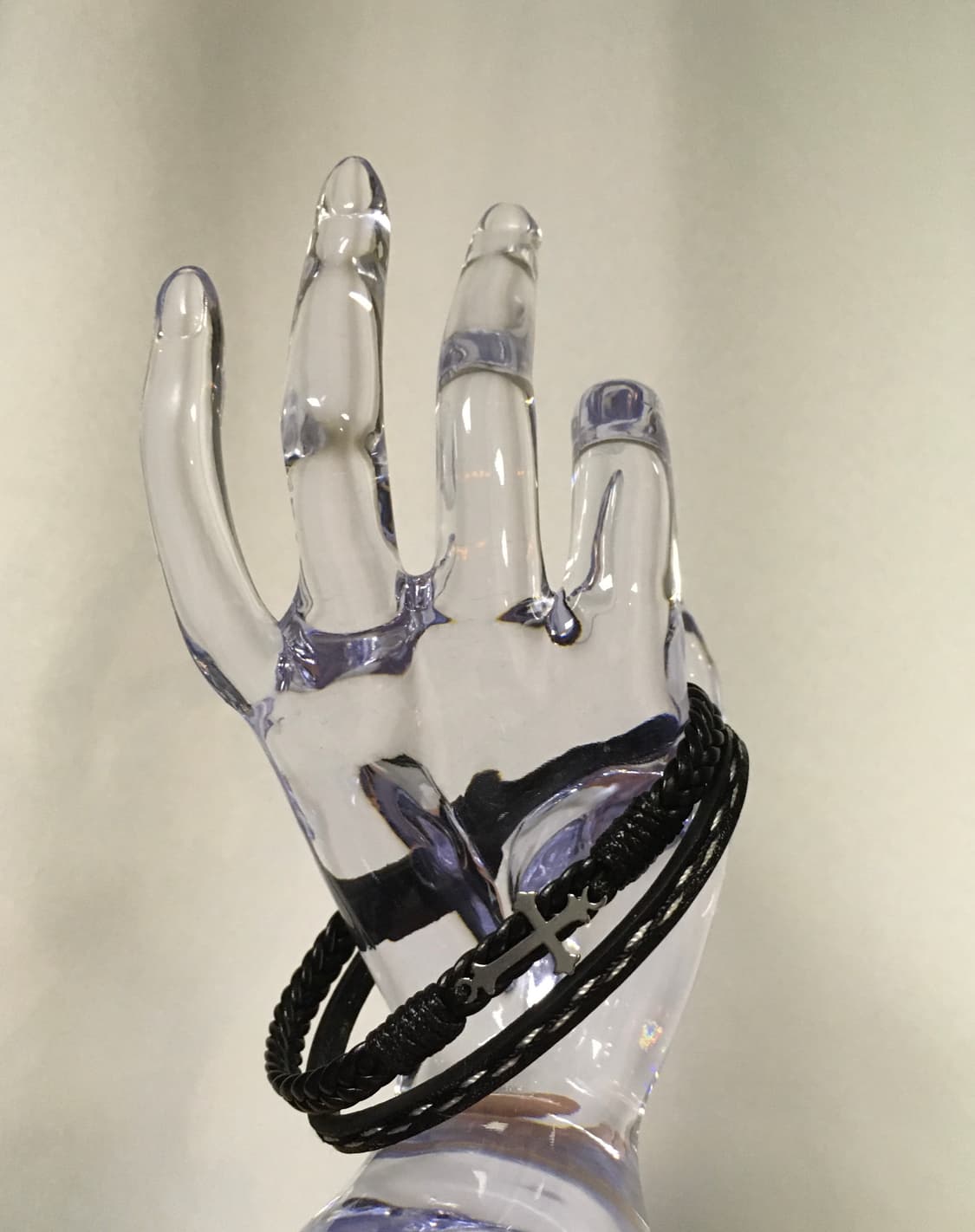 Vintage 핀터레스트 미니 십자가 크로스 두 줄 레더 꼬임 팔찌 상품이미지3