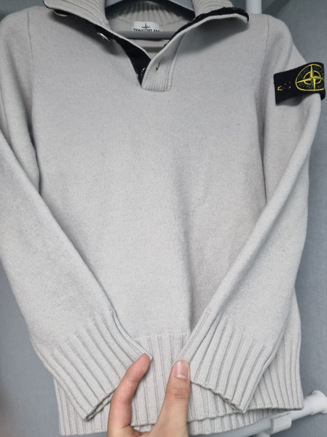 [백화점판] 스톤아일랜드 니트 반집업 아이보리 상품이미지2